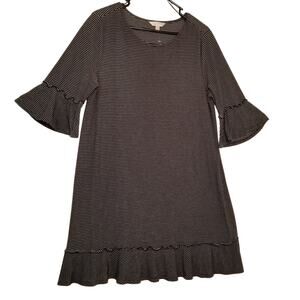 Lauren Conrad Women's Black & White Striped Polyester Blend Dress Size L